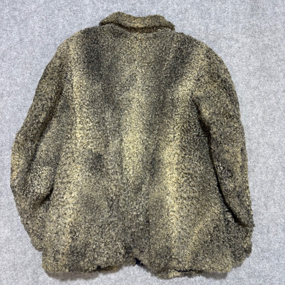 Vintage Hutzler Brothers Co Baltimore Faux Fur Curly Gray Beige Coat Jacket - Picture 7 of 7